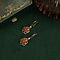 vintage Gold earrings with blood coral 14 krt