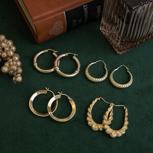 Tricolour gold vintage earrings 14 kt