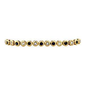 Gold tennis bracelet with sapphire and diamond 18 ct