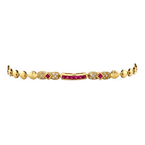 Gold bracelet with colour stone and zirconia 18 krt