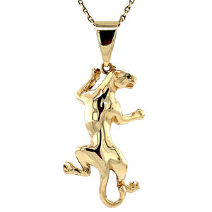 Gouden panter hanger met kleursteen 14 krt
