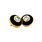 vintage Golden vintage stud earrings with onyx and diamond 18 ct