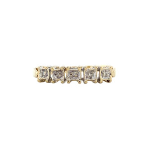 Gold row ring with diamonds 14 krt