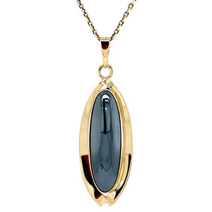 Gold pendant with hematite 14 kt