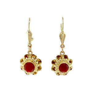 Gold earrings with carnelian 14 krt
