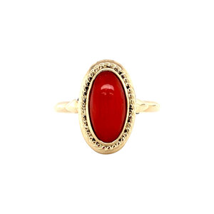 Gold ring with blood coral 14 krt