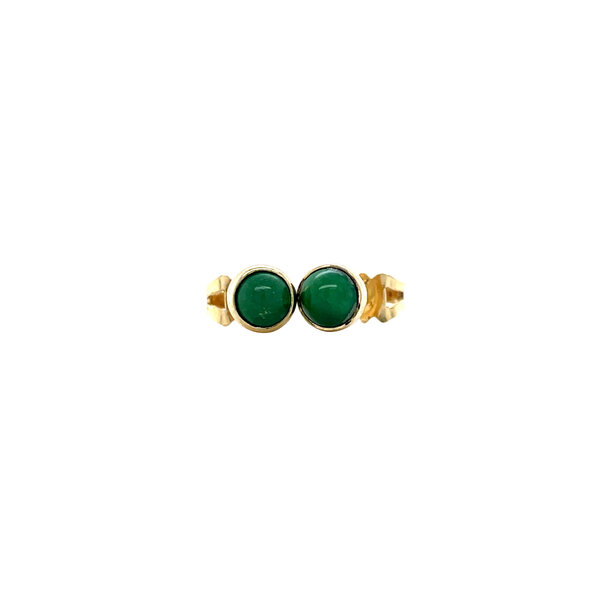 vintage Gouden solitair oorstekers met groene turkoois 14 krt