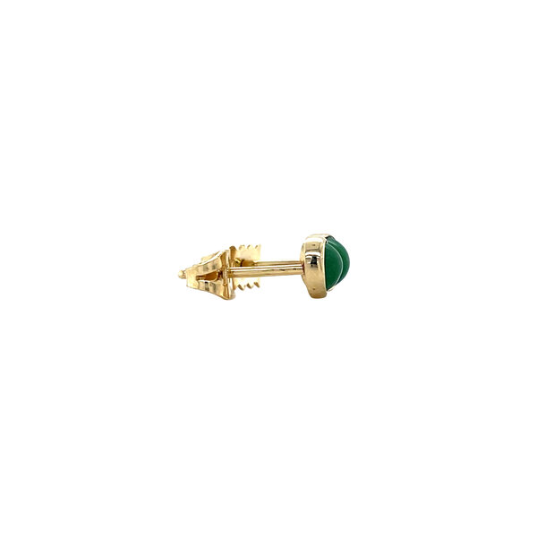 vintage Gouden solitair oorstekers met groene turkoois 14 krt