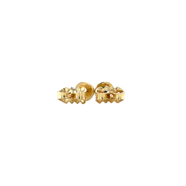 vintage Gouden solitair oorstekers met groene turkoois 14 krt