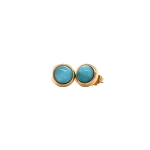 Gold ear studs with turquoise 14 krt