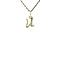 vintage Golden letter U pendant with diamond 14 kt
