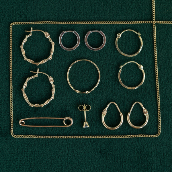 vintage Gouden fantasie oorringen 14 krt