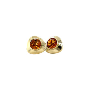 Gold ear studs with citrine 14 krt
