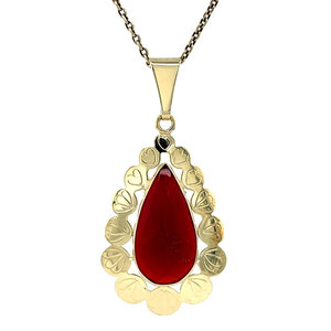 Gold pendant with carnelian 14 kt