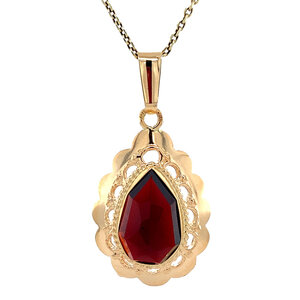 Gold pendant with garnet 14 kt