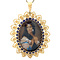 vintage Gold vintage pendant with zirconia and miniature painting 14 krt