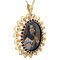 vintage Gold vintage pendant with zirconia and miniature painting 14 krt