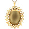 vintage Gold vintage pendant with zirconia and miniature painting 14 krt