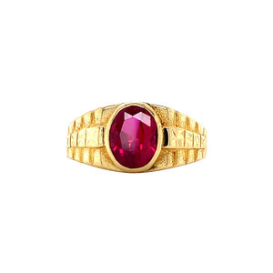 Gouden ring met robijn 18 krt