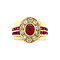 vintage Gold vintage entourage ring with ruby and diamond 14 kt