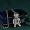 vintage Gouden vintage beer hanger met zirkonia en kleursteen 14 krt