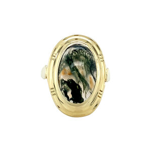 Gouden ring met mosagaat 14 krt