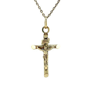Gouden kruis hanger met Jezus 14 krt