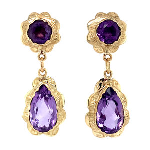 Gold earrings with amethyst 14 ct