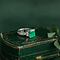 vintage Platina vintage ring met smaragd en diamant 850