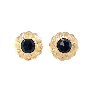 Gold earclips with garnet 14 krt