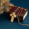 vintage Gold cross pendant with garnet 14 krt