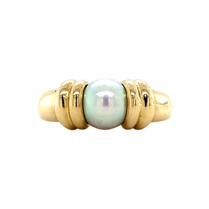 Gold ring with pearl 18 krt