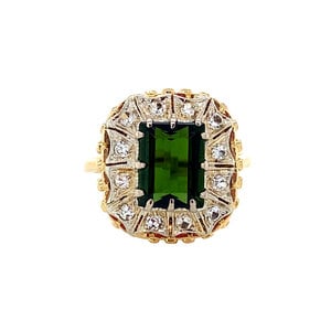 Gouden ring met toermalijn en spinel 18 krt