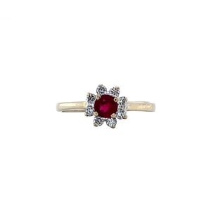 Witgouden ring met robijn en diamant 18 krt