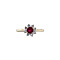 vintage White gold vintage halo ring with ruby and diamond 18 krt