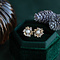 vintage Gold vintage ear studs with pearl and diamond 14 krt