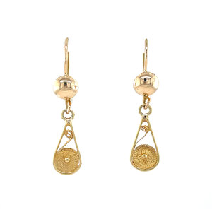 Gouden fantasie oorhangers 18 krt
