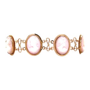 Gold bracelet with pink cameo 14 carat