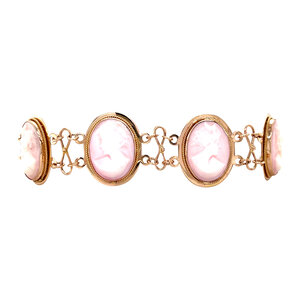 Gold bracelet with pink cameo 14 kt