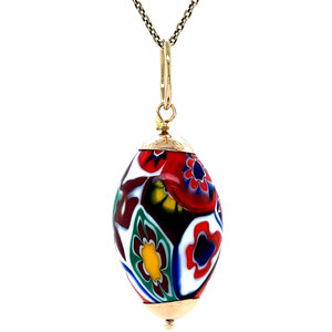 Gold pendant with millefiori 14 krt