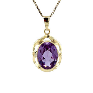Gold pendant with sapphire 14 kt