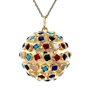 Gouden sputnik hanger met kleursteen 14 krt