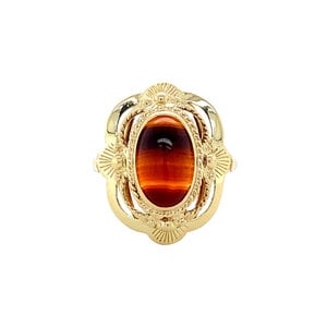 Gouden ring met streepagaat 14 krt