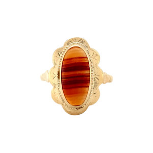 Gouden ring met streepagaat 14 krt