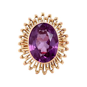 Rose gold ring with purple sapphire 14 krt