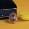vintage Roségouden ring met paarse saffier 14 krt