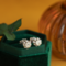 vintage White-gold vintage solitaire stud earrings with diamond 18 kt