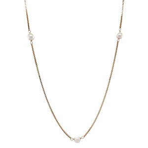 Gold venetian necklace with pearl 14 krt