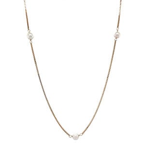 Gold Venetian necklace with pearl 14 kt