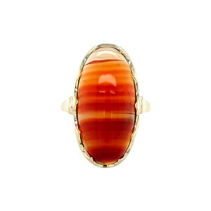 Gouden ring met streepagaat 14 krt